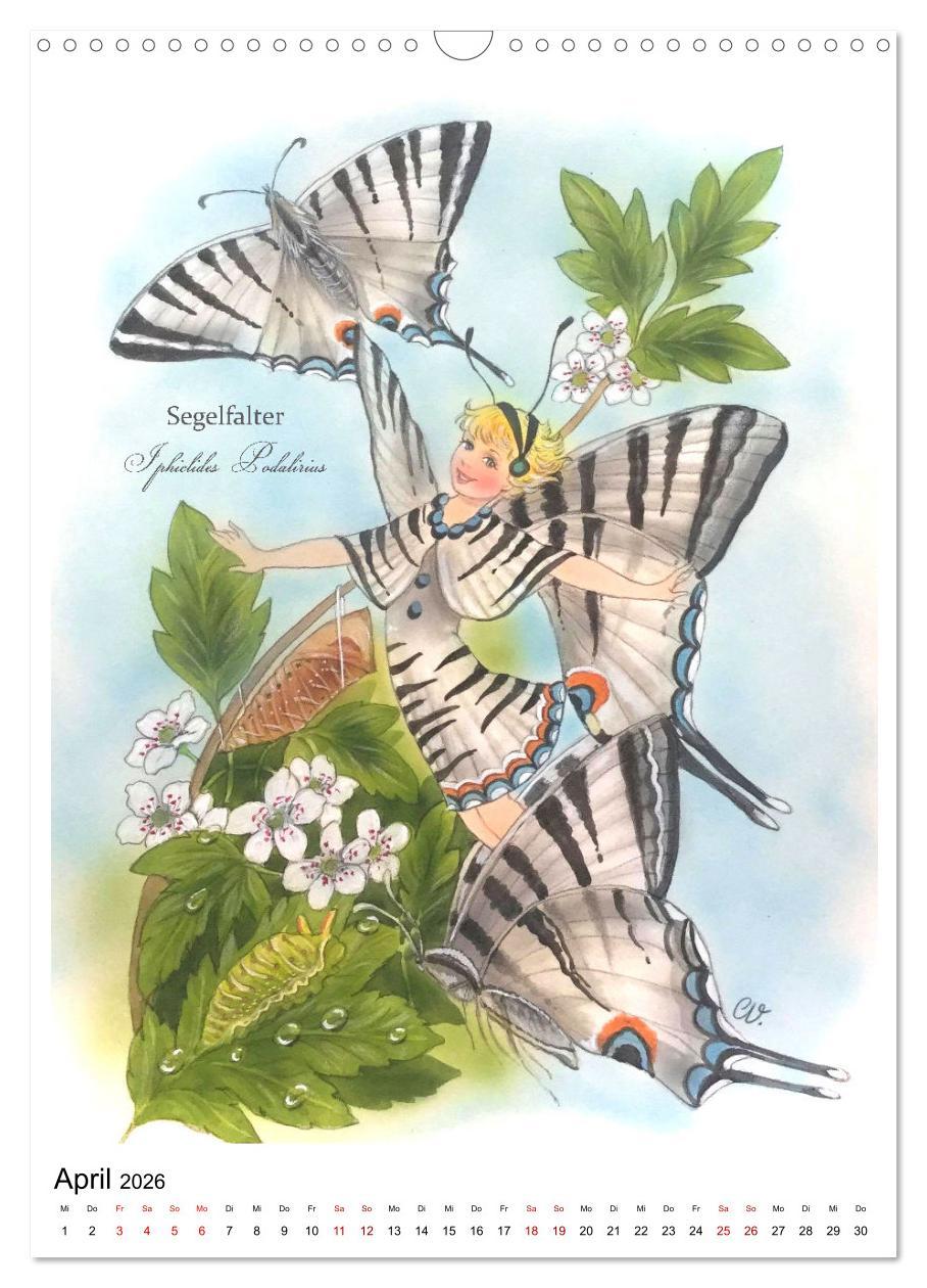 Beispielinhalt (Bild) Schmetterlings-Elfen (Wandkalender 2026 DIN A3 hoch), CALVENDO Monatskalender