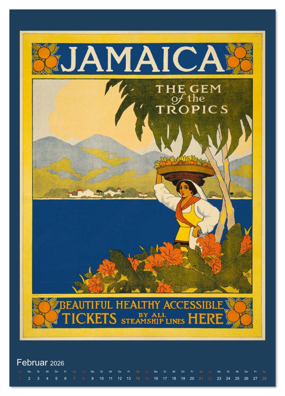 Beispielinhalt (Bild) Historische Reiseplakate (Wandkalender 2026 DIN A2 hoch), CALVENDO Monatskalender