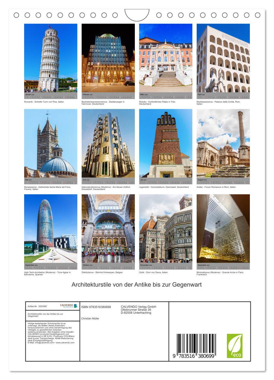 Beispielinhalt (Bild) Architekturstile von der Antike bis zur Gegenwart (Wandkalender 2026 DIN A4 hoch), CALVENDO Monatskalender