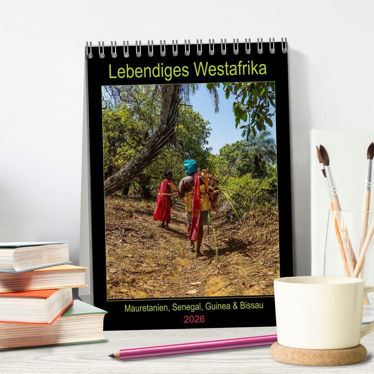 Beispielinhalt (Bild) Lebendiges Westafrika - Mauretanien, Senegal, Guinea, Bissau (Tischkalender 2026 DIN A5 hoch), CALVENDO Monatskalender