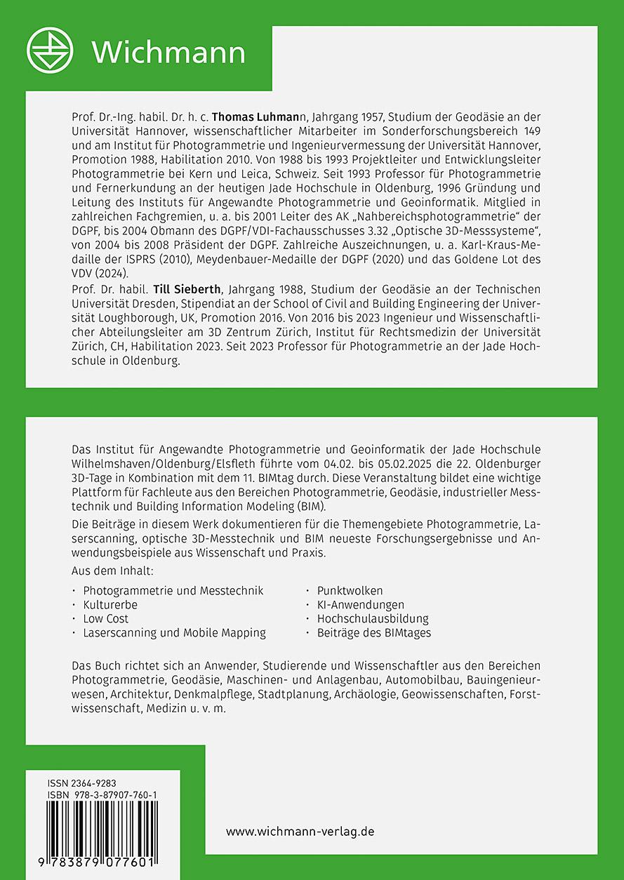 Rückseitencover Photogrammetrie - Laserscanning - Optische 3D-Messtechnik