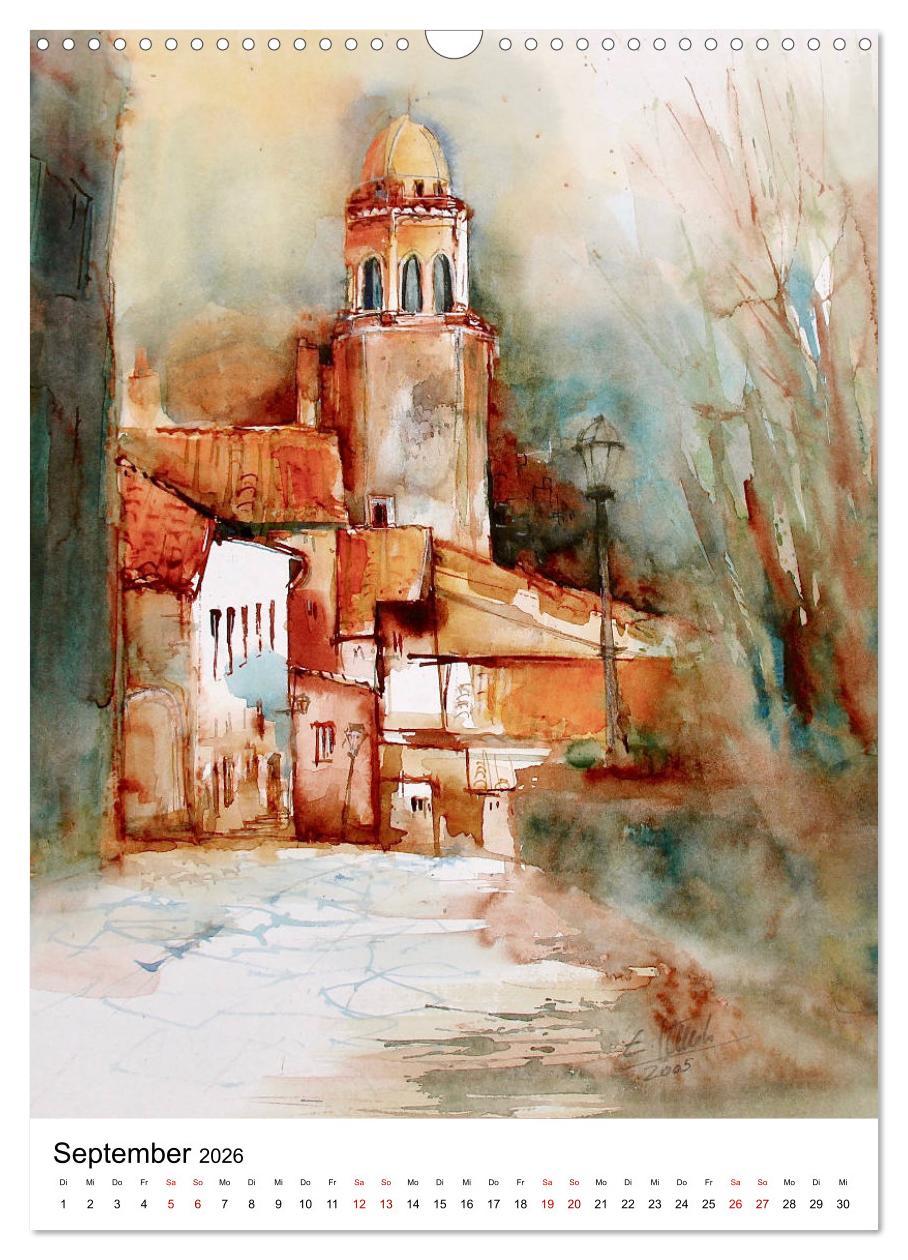 Beispielinhalt (Bild) Aquarelle in Hochform (Wandkalender 2026 DIN A3 hoch), CALVENDO Monatskalender