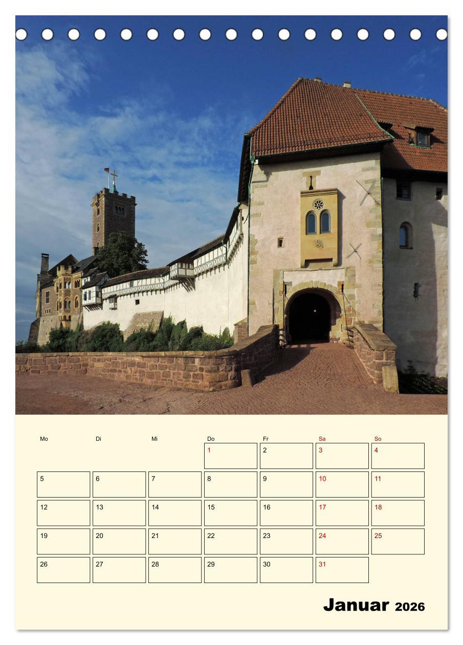 Beispielinhalt (Bild) Die Wartburg - Weltkulturerbe in Thüringen (Tischkalender 2026 DIN A5 hoch), CALVENDO Monatskalender