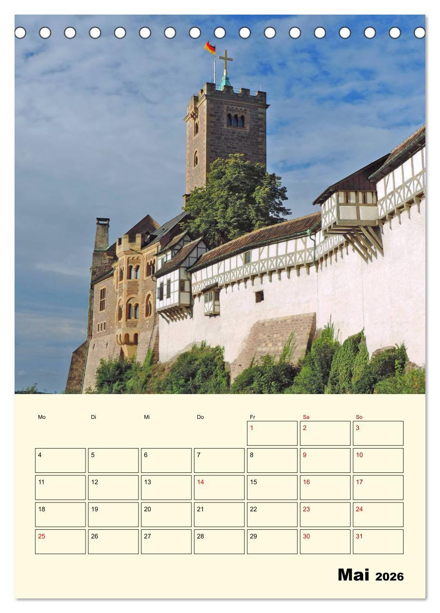 Beispielinhalt (Bild) Die Wartburg - Weltkulturerbe in Thüringen (Tischkalender 2026 DIN A5 hoch), CALVENDO Monatskalender