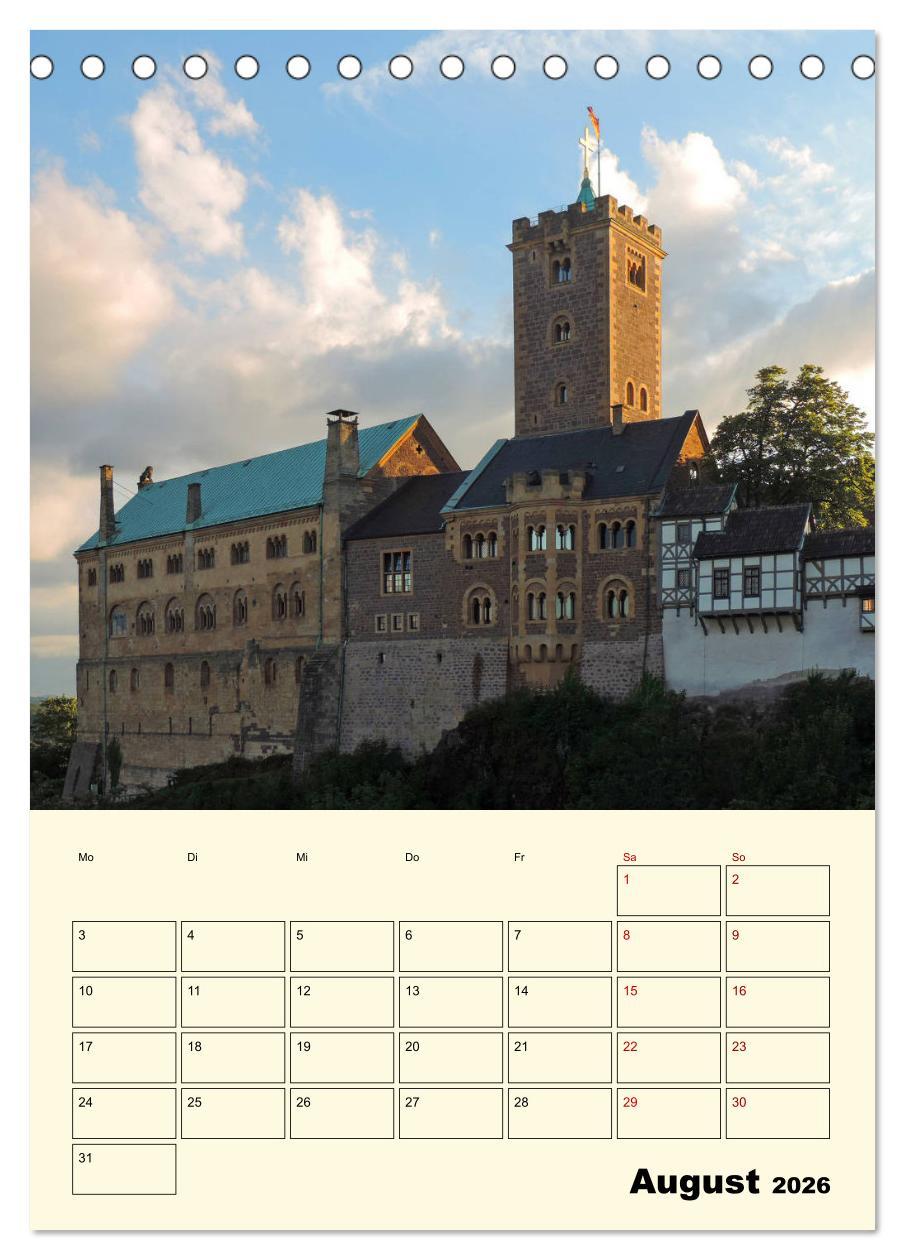 Beispielinhalt (Bild) Die Wartburg - Weltkulturerbe in Thüringen (Tischkalender 2026 DIN A5 hoch), CALVENDO Monatskalender