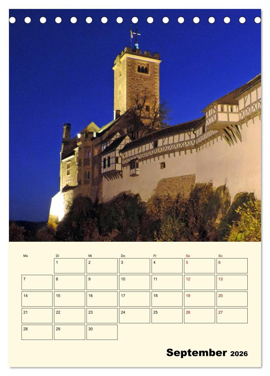 Beispielinhalt (Bild) Die Wartburg - Weltkulturerbe in Thüringen (Tischkalender 2026 DIN A5 hoch), CALVENDO Monatskalender