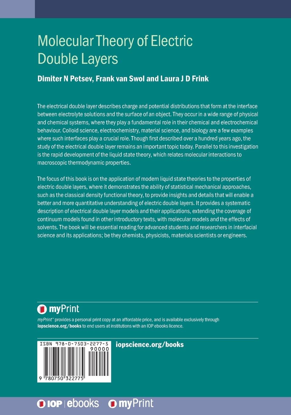 Rückseitencover Molecular Theory of Electric Double Layers