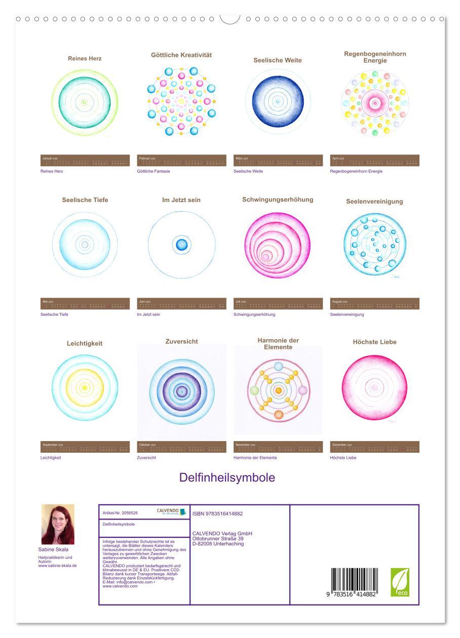 Beispielinhalt (Bild) Delfinheilsymbole (hochwertiger Premium Wandkalender 2026 DIN A2 hoch), Kunstdruck in Hochglanz