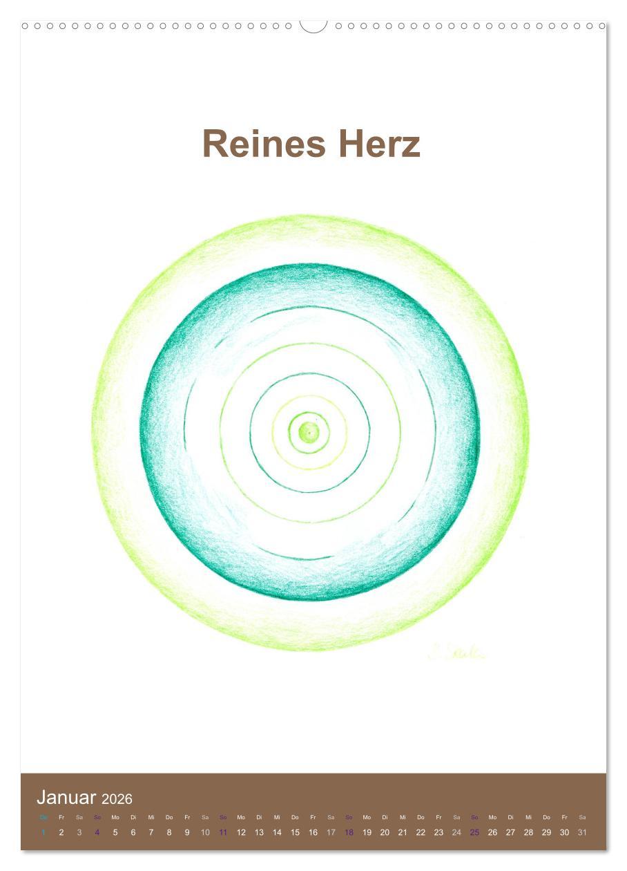 Beispielinhalt (Bild) Delfinheilsymbole (hochwertiger Premium Wandkalender 2026 DIN A2 hoch), Kunstdruck in Hochglanz