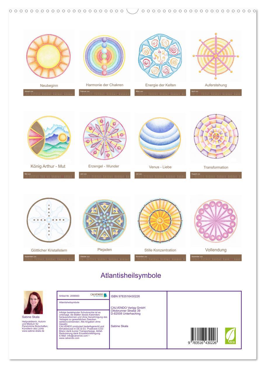 Beispielinhalt (Bild) Atlantisheilsymbole (hochwertiger Premium Wandkalender 2026 DIN A2 hoch), Kunstdruck in Hochglanz