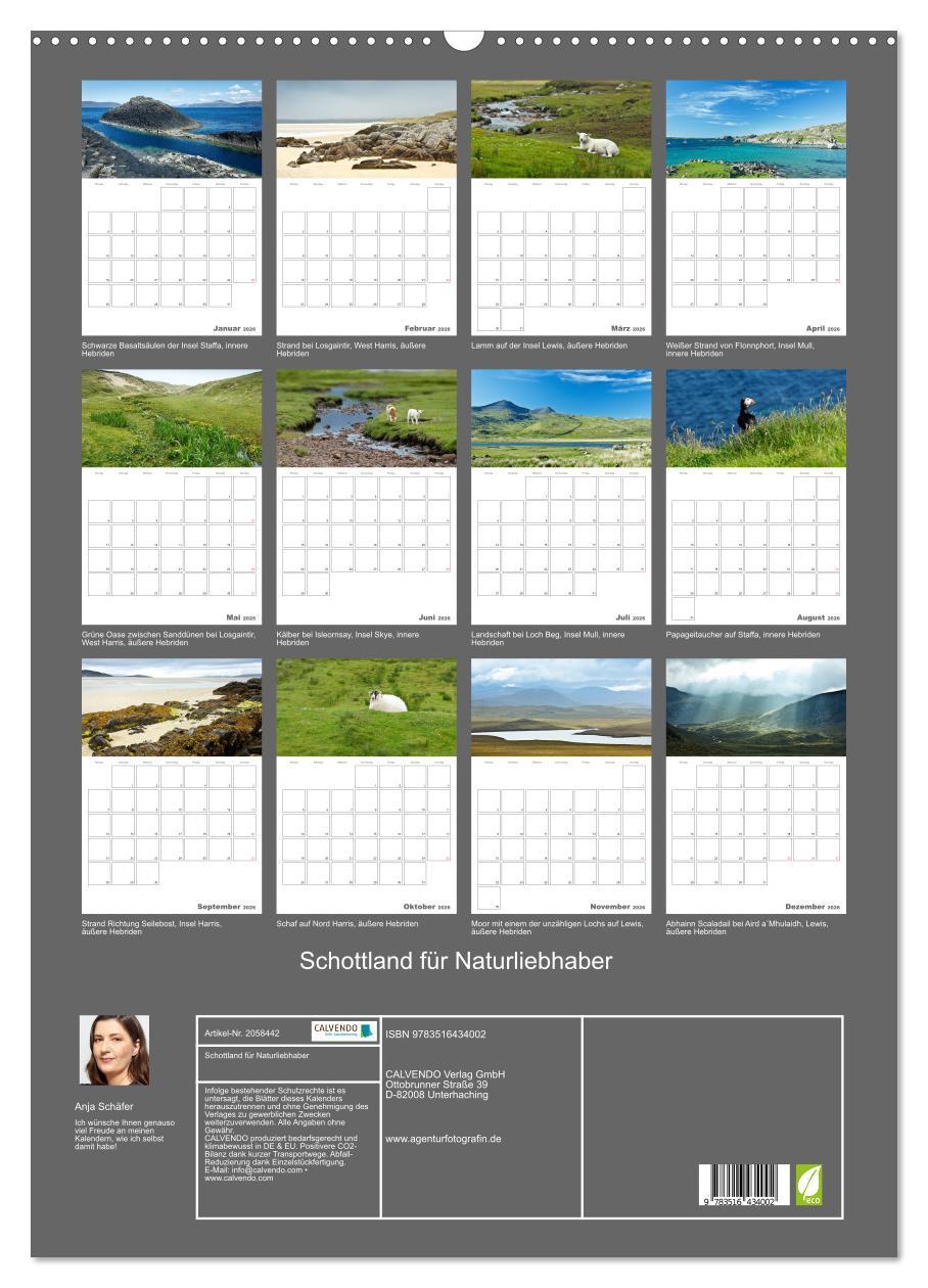 Beispielinhalt (Bild) Schottland für Naturliebhaber (Wandkalender 2026 DIN A2 hoch), CALVENDO Monatskalender