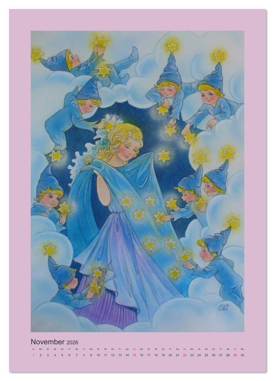 Beispielinhalt (Bild) Zauberhafte Elfen (Wandkalender 2026 DIN A3 hoch), CALVENDO Monatskalender