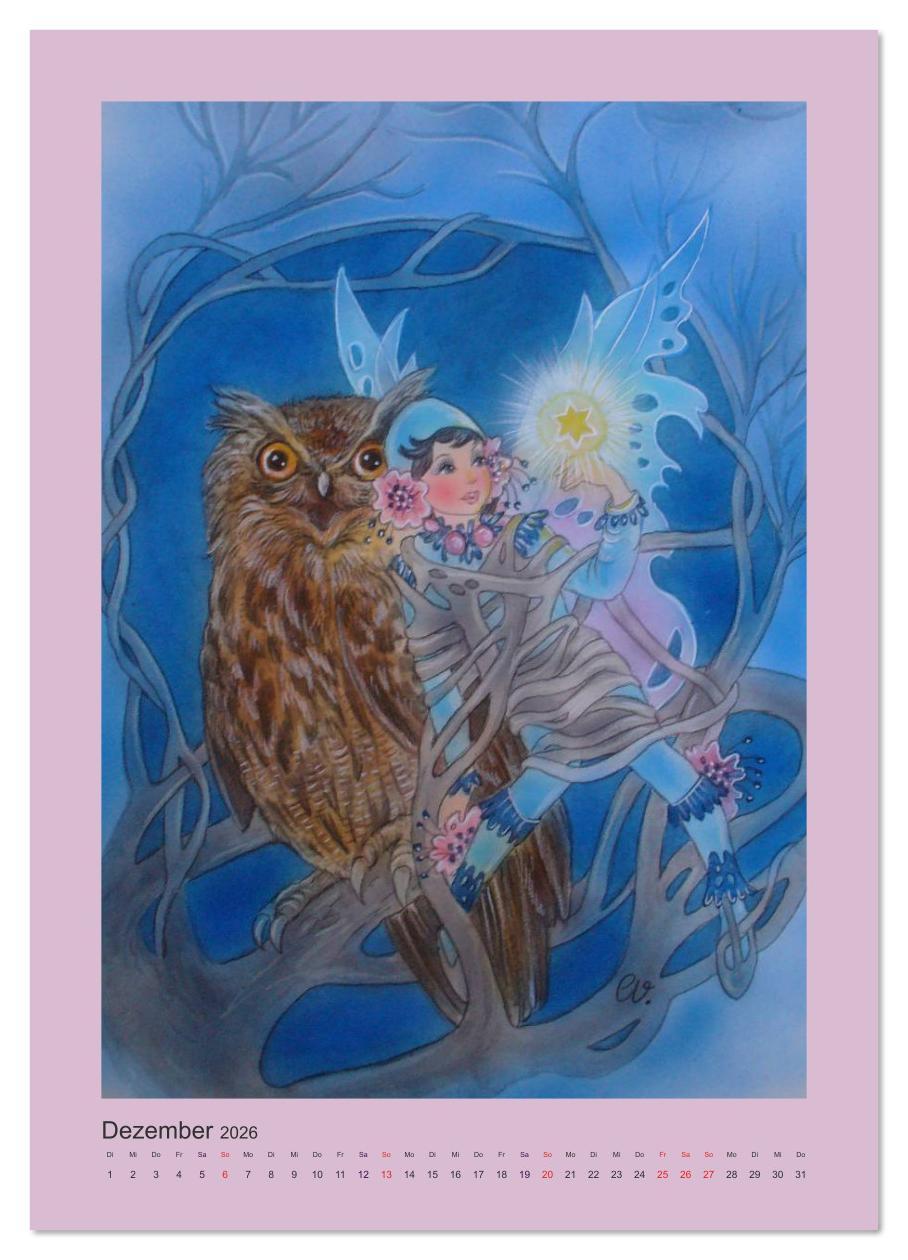 Beispielinhalt (Bild) Zauberhafte Elfen (Wandkalender 2026 DIN A3 hoch), CALVENDO Monatskalender