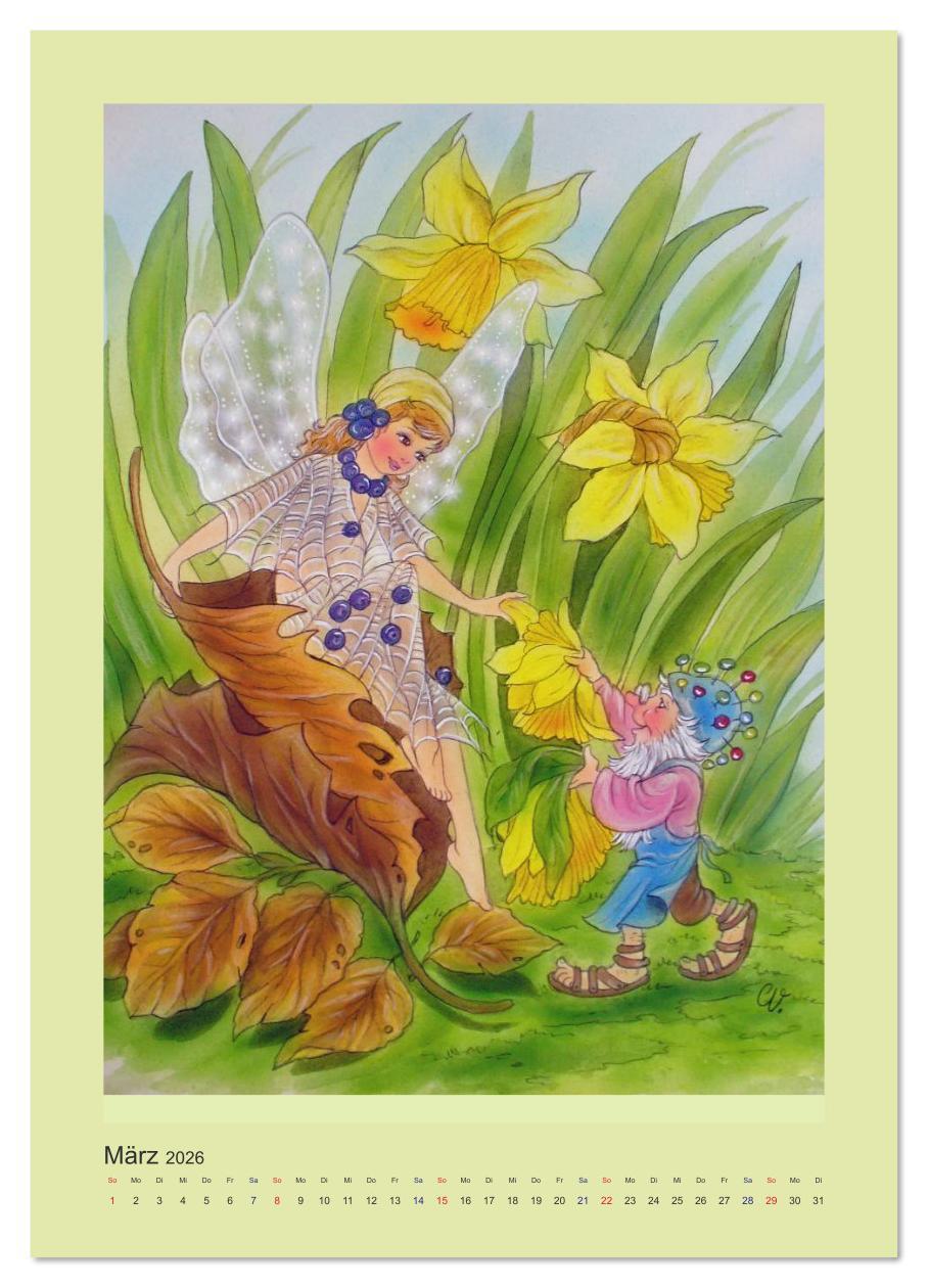 Beispielinhalt (Bild) Zauberhafte Elfen (Wandkalender 2026 DIN A3 hoch), CALVENDO Monatskalender