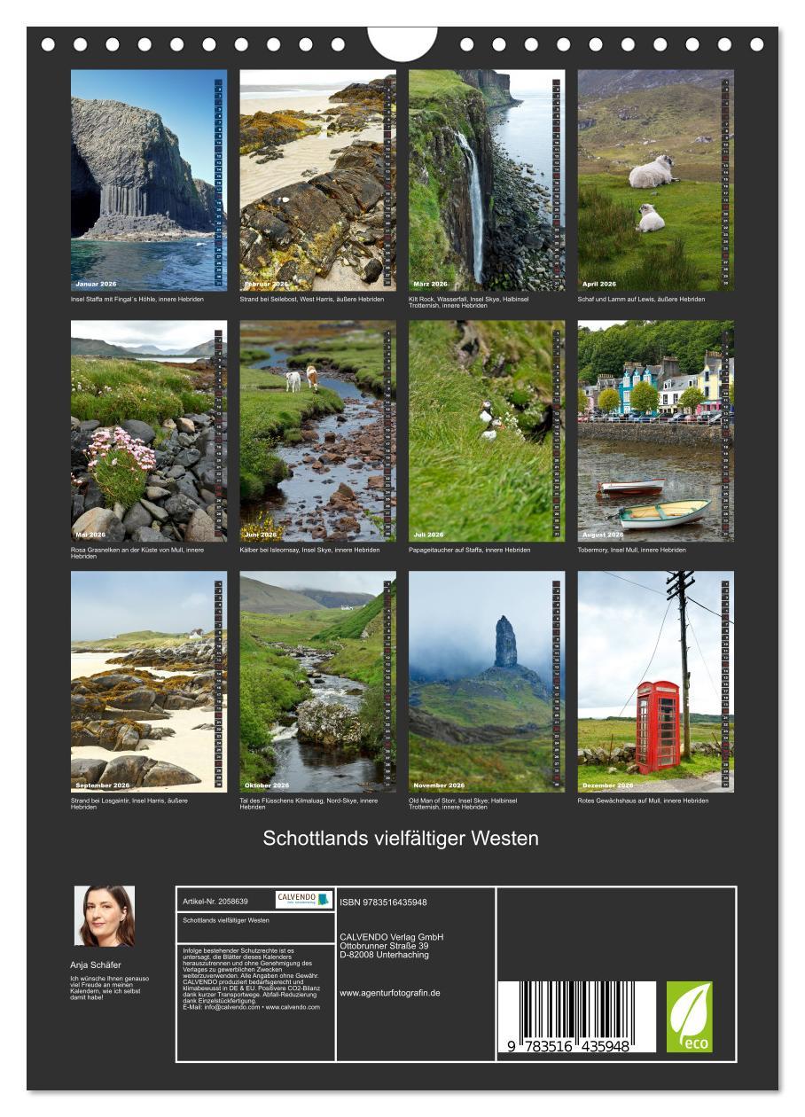 Beispielinhalt (Bild) Schottlands vielfältiger Westen (Wandkalender 2026 DIN A4 hoch), CALVENDO Monatskalender
