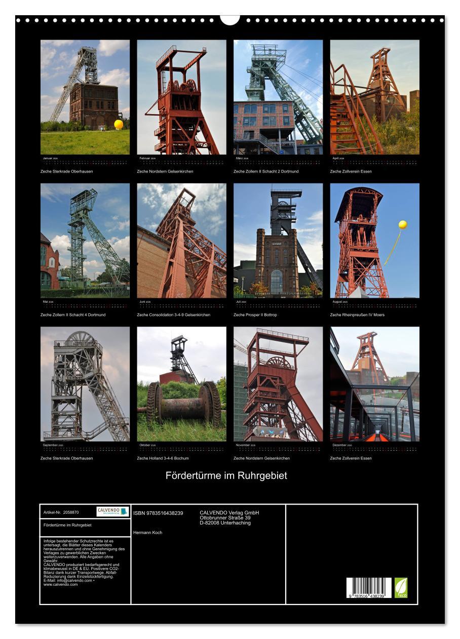 Beispielinhalt (Bild) Fördertürme im Ruhrgebiet (Wandkalender 2026 DIN A2 hoch), CALVENDO Monatskalender