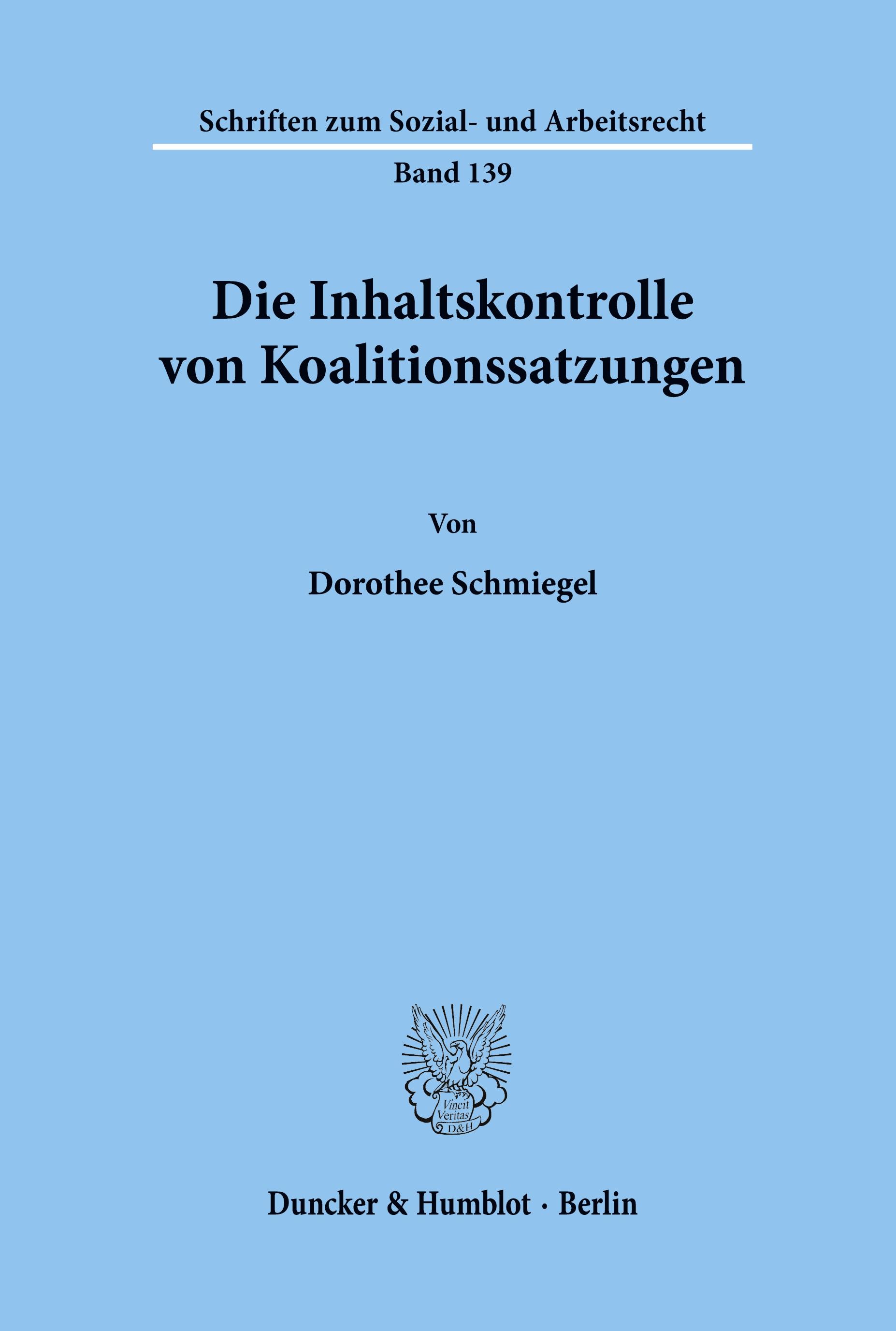 Vorderes Coverbild Die Inhaltskontrolle von Koalitionssatzungen.
