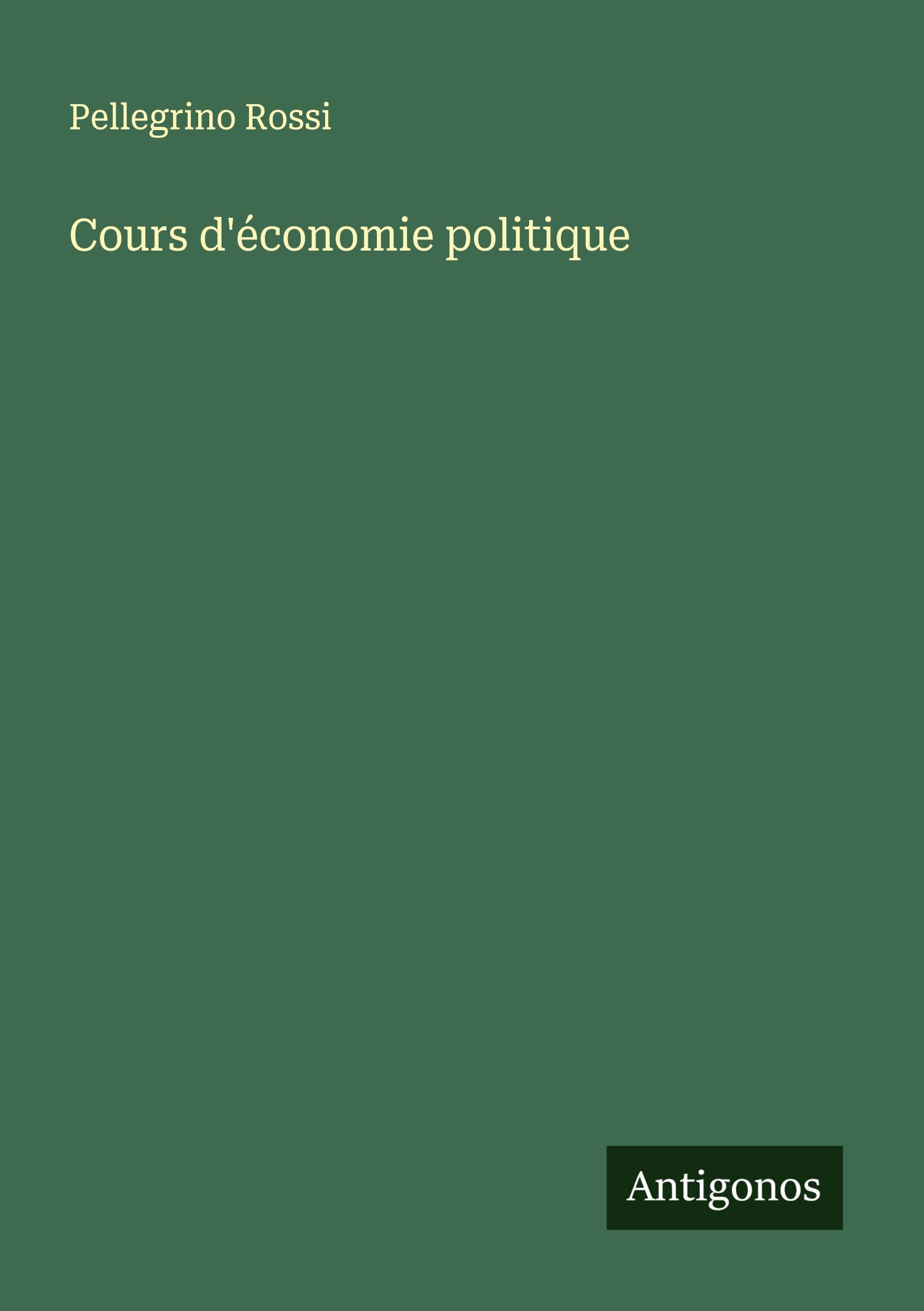 Vorderes Coverbild Cours d'économie politique