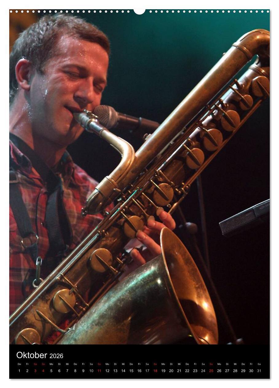 Beispielinhalt (Bild) Jazz Momente - Kalender 2026 - (hochwertiger Premium Wandkalender 2026 DIN A2 hoch), Kunstdruck in Hochglanz