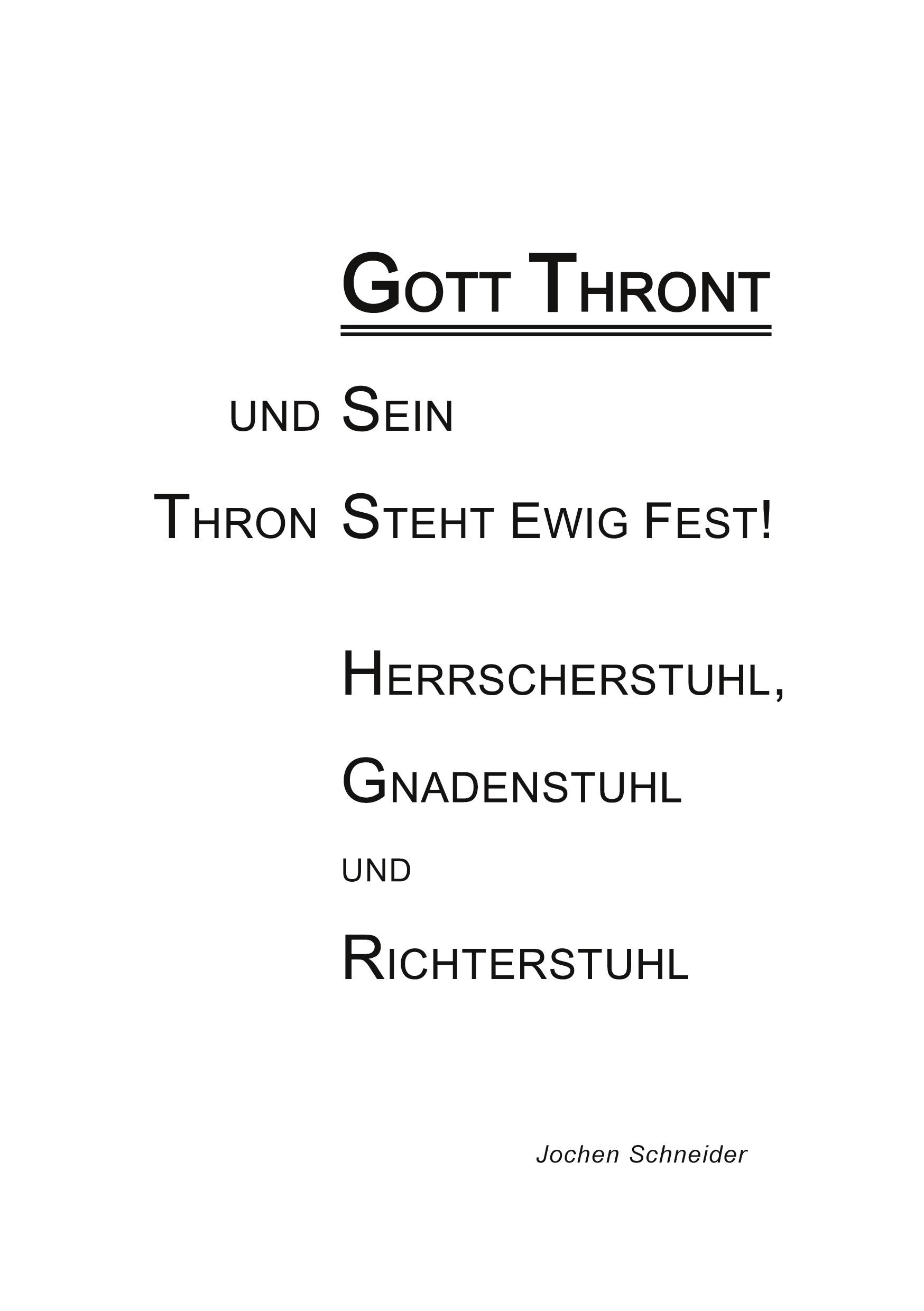 Vorderes Coverbild Gott thront und Sein Thron steht ewig fest