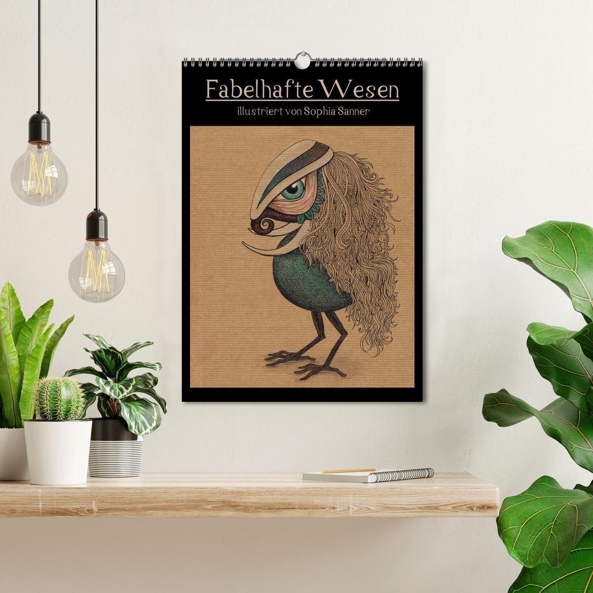 Beispielinhalt (Bild) Fabelhafte Wesen / Geburtstagskalender (Wandkalender 2026 DIN A3 hoch), CALVENDO Monatskalender