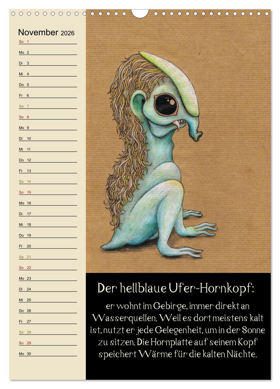Beispielinhalt (Bild) Fabelhafte Wesen / Geburtstagskalender (Wandkalender 2026 DIN A3 hoch), CALVENDO Monatskalender