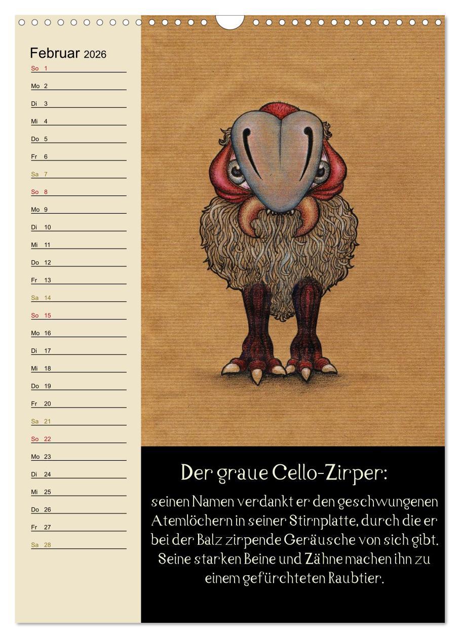 Beispielinhalt (Bild) Fabelhafte Wesen / Geburtstagskalender (Wandkalender 2026 DIN A3 hoch), CALVENDO Monatskalender