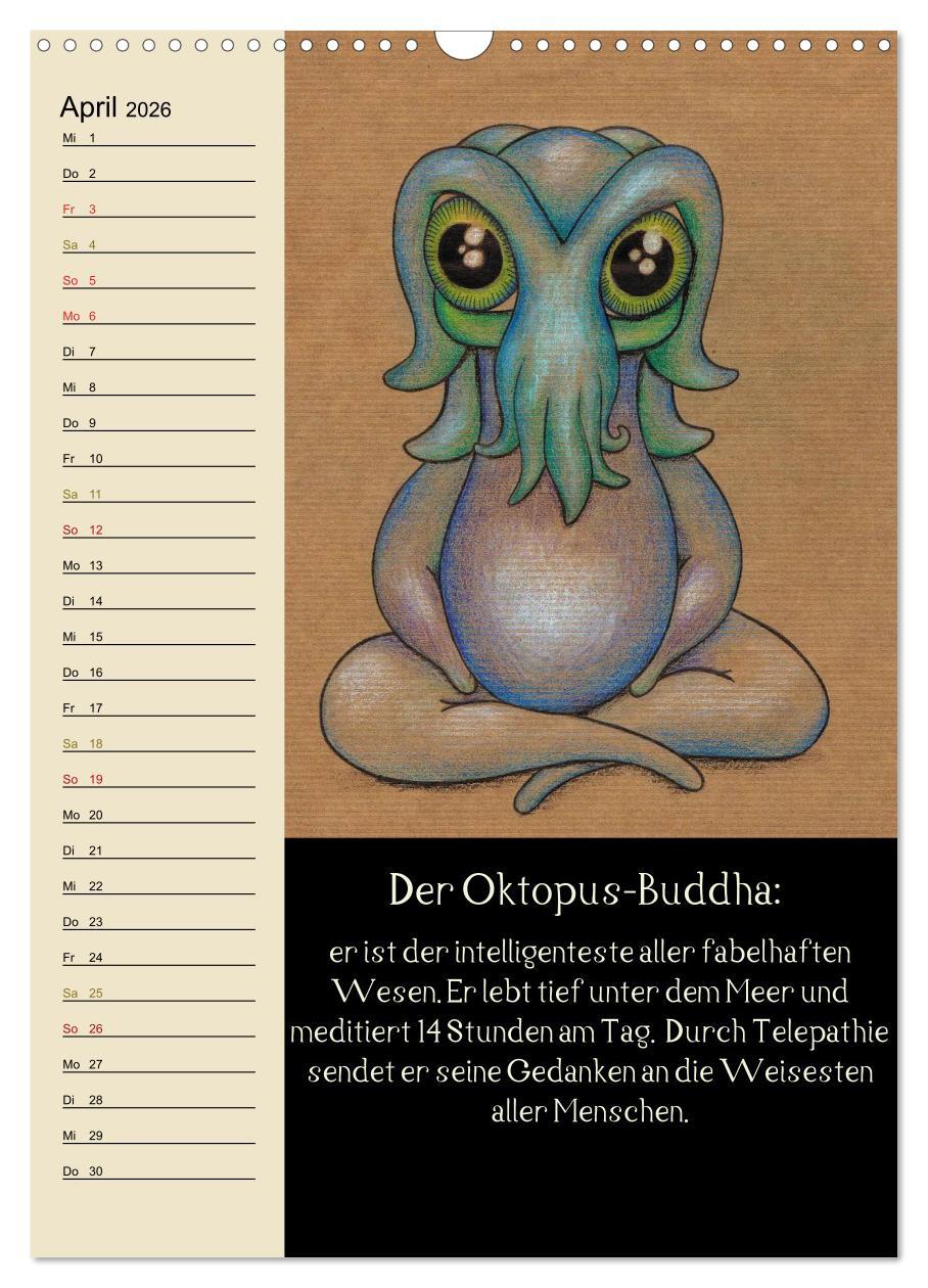 Beispielinhalt (Bild) Fabelhafte Wesen / Geburtstagskalender (Wandkalender 2026 DIN A3 hoch), CALVENDO Monatskalender
