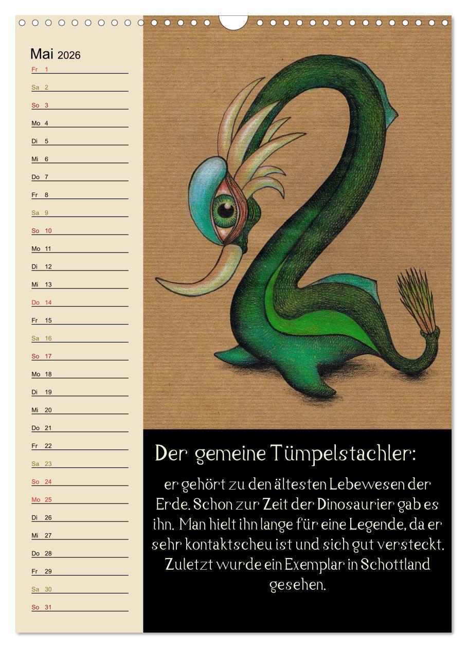 Beispielinhalt (Bild) Fabelhafte Wesen / Geburtstagskalender (Wandkalender 2026 DIN A3 hoch), CALVENDO Monatskalender