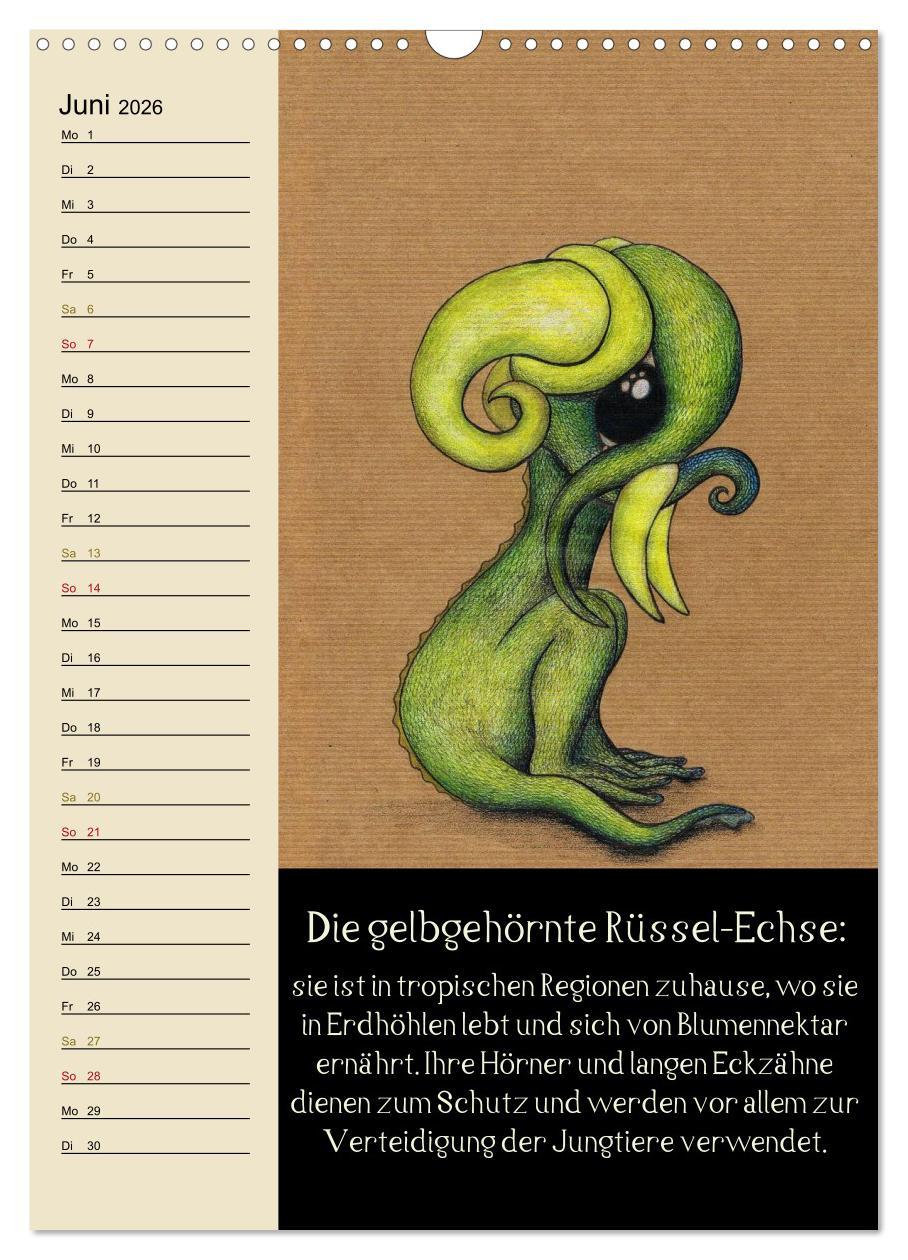 Beispielinhalt (Bild) Fabelhafte Wesen / Geburtstagskalender (Wandkalender 2026 DIN A3 hoch), CALVENDO Monatskalender