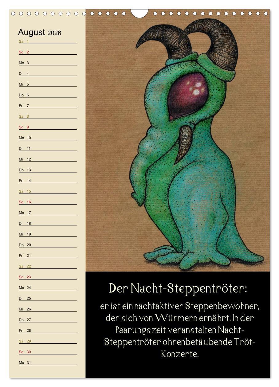 Beispielinhalt (Bild) Fabelhafte Wesen / Geburtstagskalender (Wandkalender 2026 DIN A3 hoch), CALVENDO Monatskalender