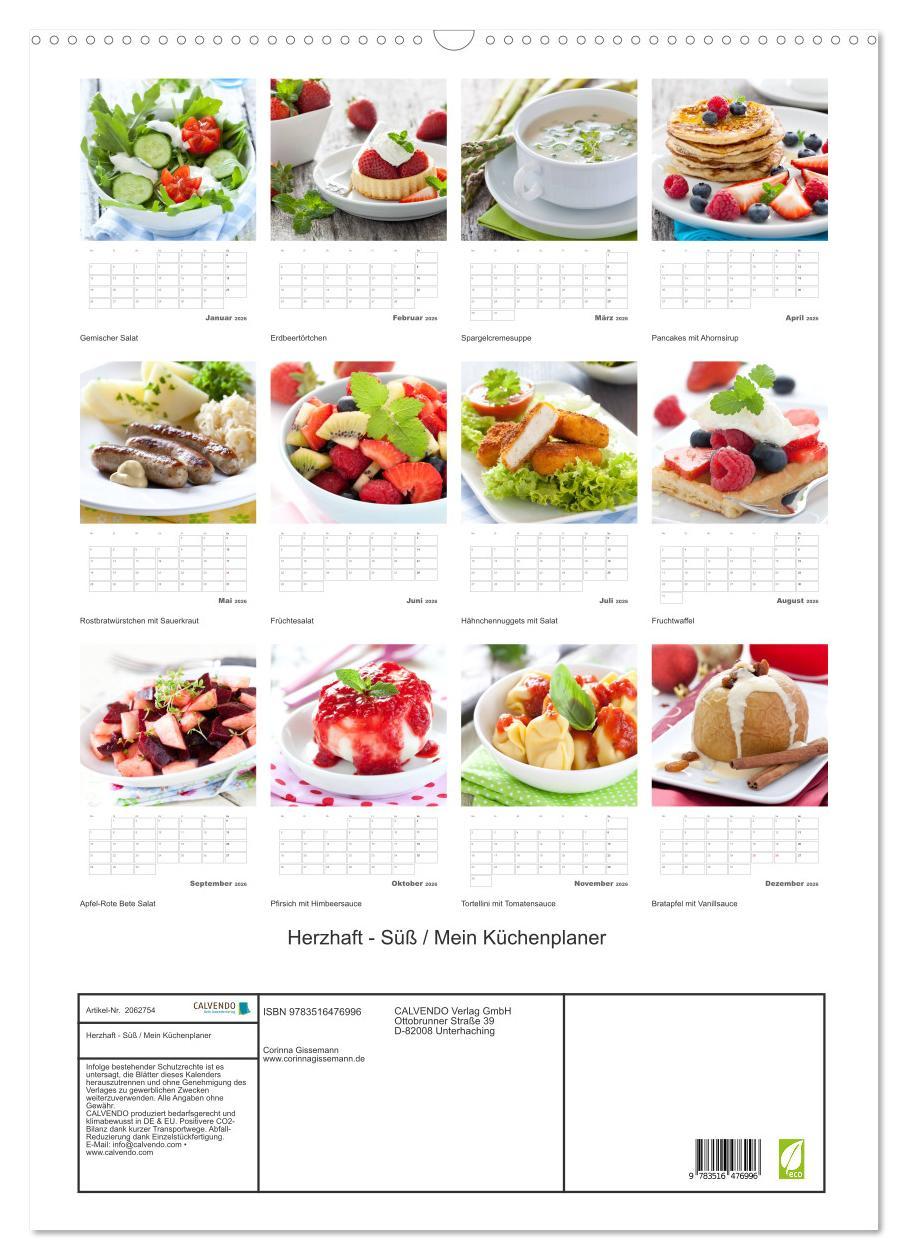 Beispielinhalt (Bild) Herzhaft - Süß / Mein Küchenplaner (Wandkalender 2026 DIN A2 hoch), CALVENDO Monatskalender