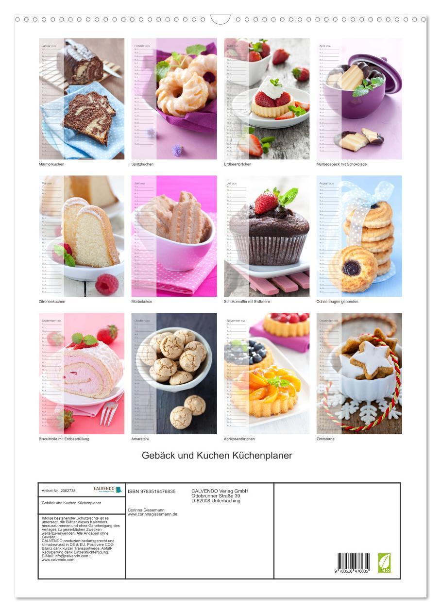 Beispielinhalt (Bild) Gebäck und Kuchen Küchenplaner (Wandkalender 2026 DIN A2 hoch), CALVENDO Monatskalender
