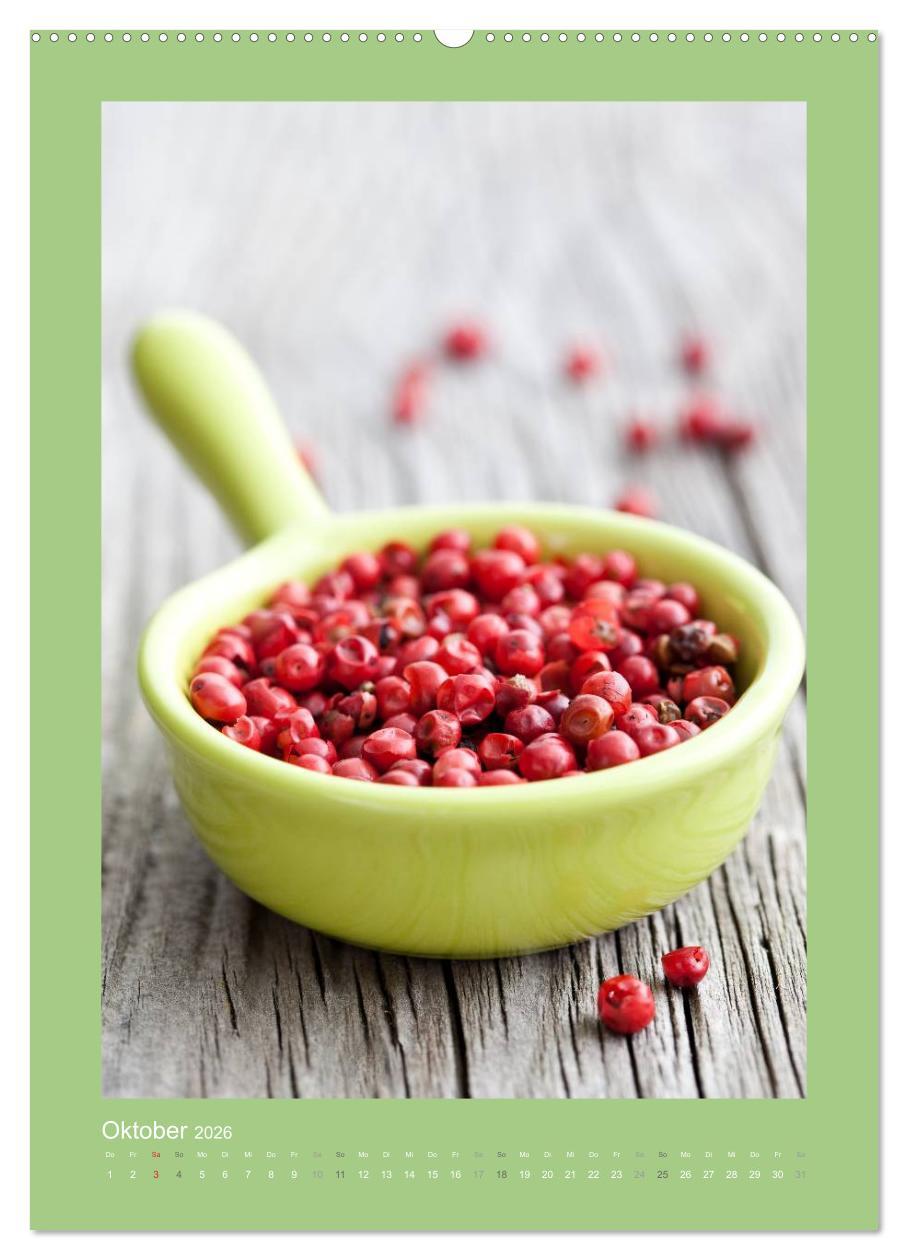 Beispielinhalt (Bild) Kräuter, Gewürze und Öl (hochwertiger Premium Wandkalender 2026 DIN A2 hoch), Kunstdruck in Hochglanz