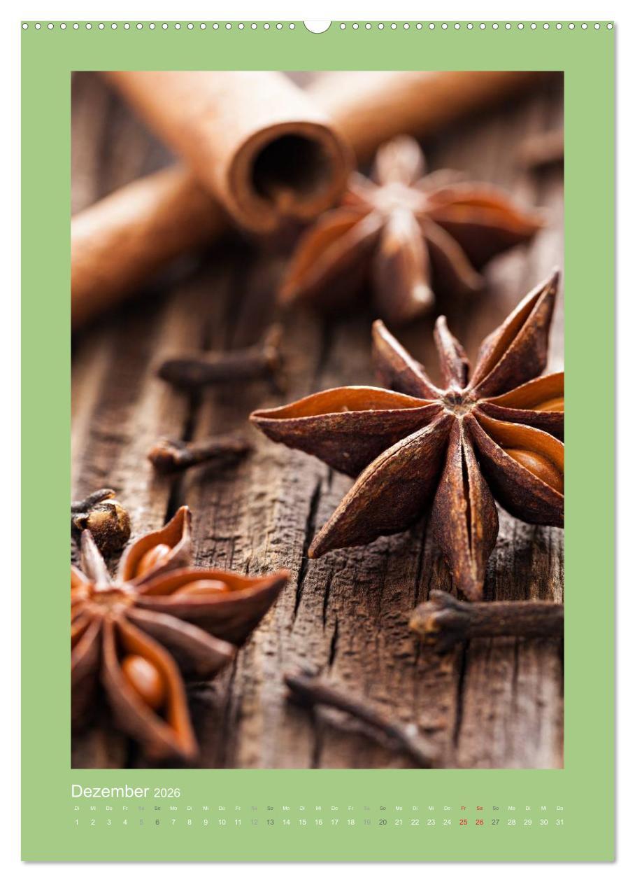 Beispielinhalt (Bild) Kräuter, Gewürze und Öl (hochwertiger Premium Wandkalender 2026 DIN A2 hoch), Kunstdruck in Hochglanz