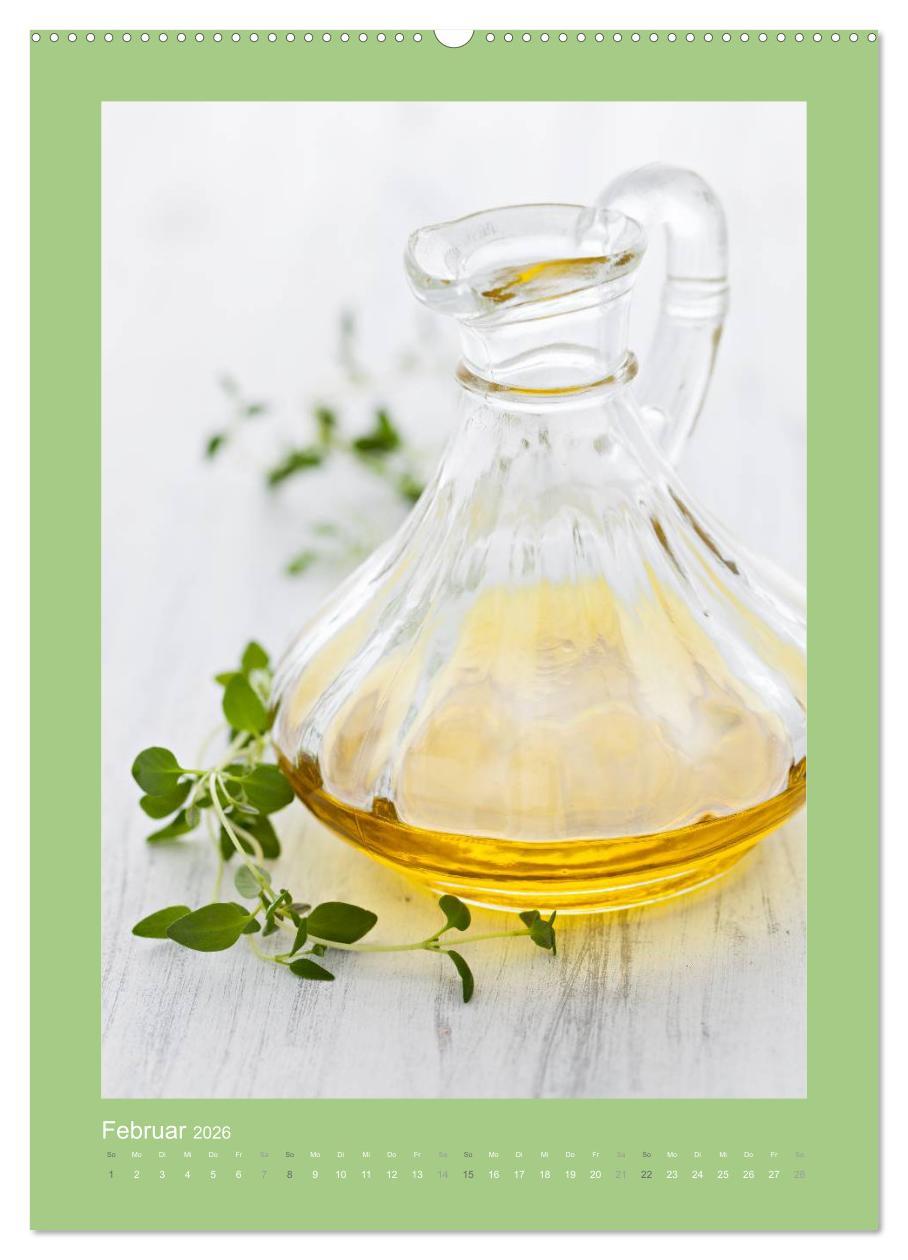 Beispielinhalt (Bild) Kräuter, Gewürze und Öl (hochwertiger Premium Wandkalender 2026 DIN A2 hoch), Kunstdruck in Hochglanz