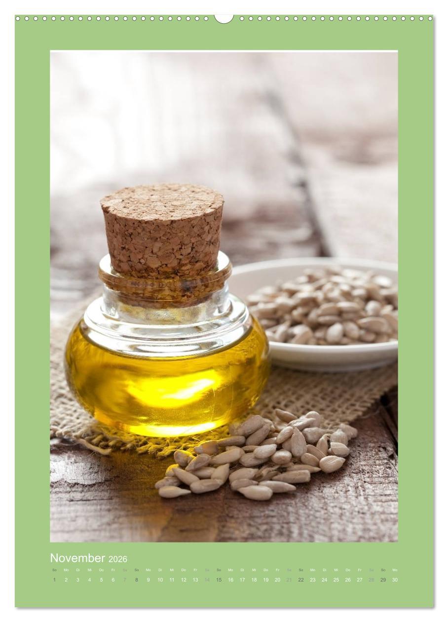 Beispielinhalt (Bild) Kräuter, Gewürze und Öl (hochwertiger Premium Wandkalender 2026 DIN A2 hoch), Kunstdruck in Hochglanz
