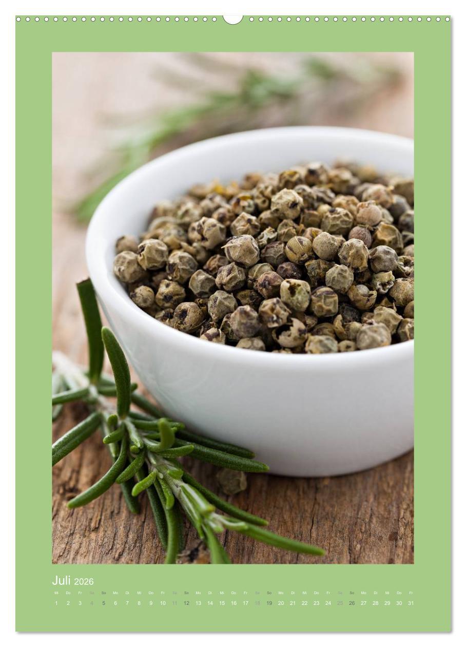 Beispielinhalt (Bild) Kräuter, Gewürze und Öl (hochwertiger Premium Wandkalender 2026 DIN A2 hoch), Kunstdruck in Hochglanz
