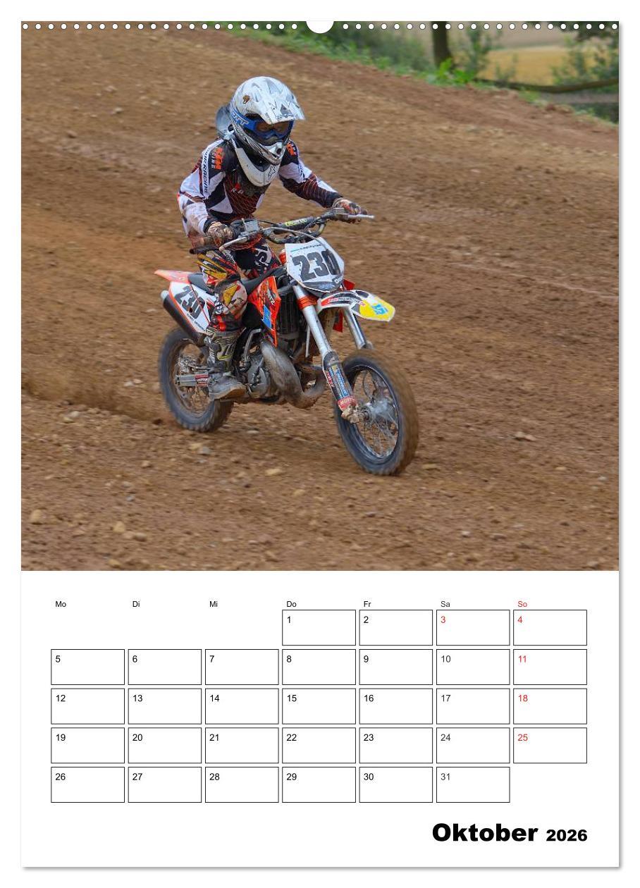 Beispielinhalt (Bild) Motocross Terminplaner (hochwertiger Premium Wandkalender 2026 DIN A2 hoch), Kunstdruck in Hochglanz