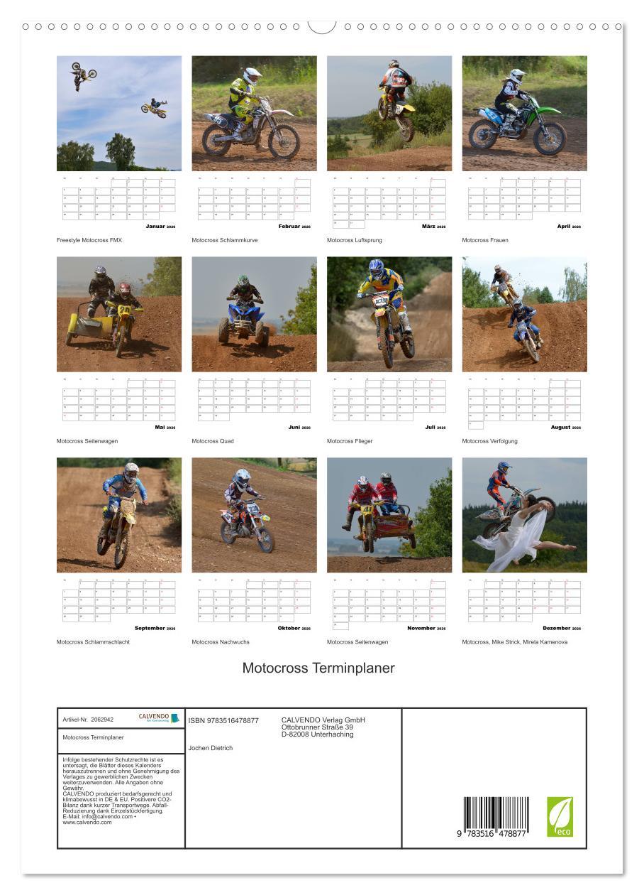 Beispielinhalt (Bild) Motocross Terminplaner (hochwertiger Premium Wandkalender 2026 DIN A2 hoch), Kunstdruck in Hochglanz