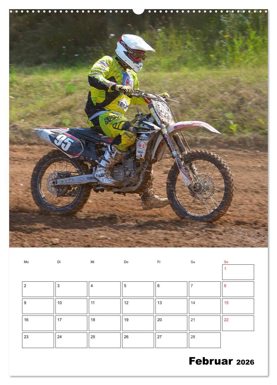 Beispielinhalt (Bild) Motocross Terminplaner (hochwertiger Premium Wandkalender 2026 DIN A2 hoch), Kunstdruck in Hochglanz