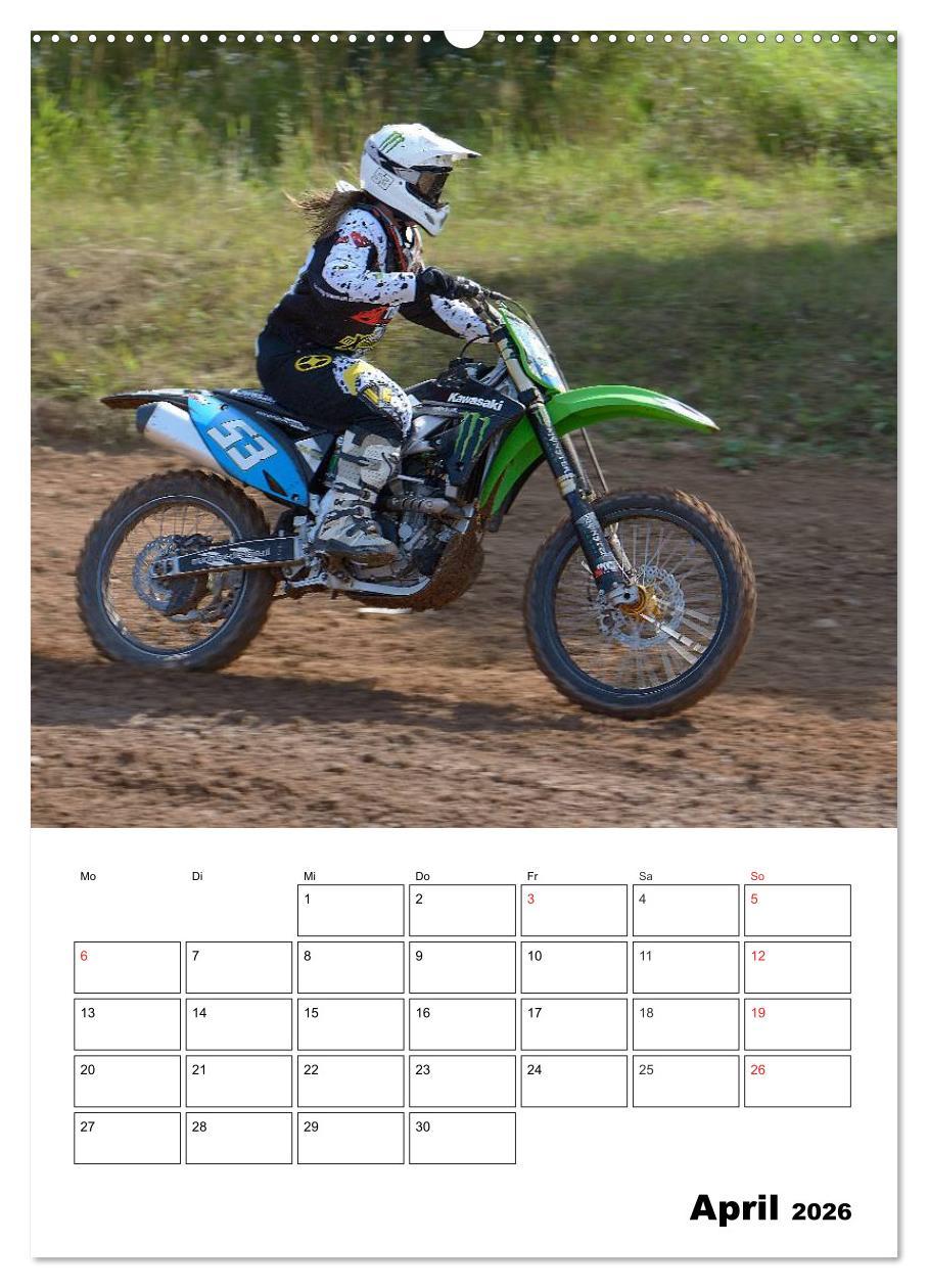 Beispielinhalt (Bild) Motocross Terminplaner (hochwertiger Premium Wandkalender 2026 DIN A2 hoch), Kunstdruck in Hochglanz