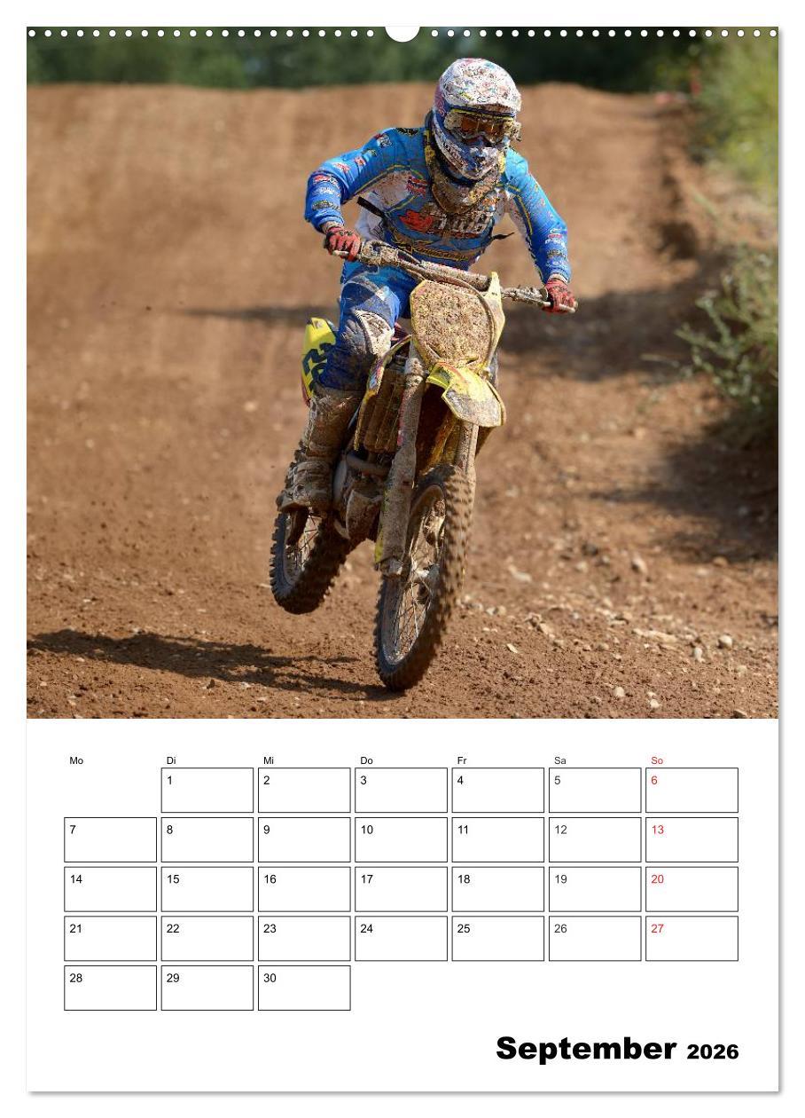 Beispielinhalt (Bild) Motocross Terminplaner (hochwertiger Premium Wandkalender 2026 DIN A2 hoch), Kunstdruck in Hochglanz