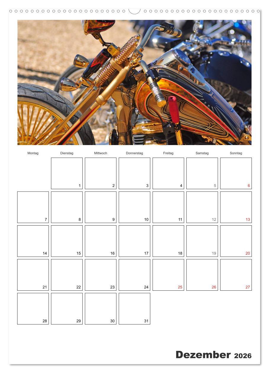Beispielinhalt (Bild) Best of Harley-Davidson Custom-Style 2026 (hochwertiger Premium Wandkalender 2026 DIN A2 hoch), Kunstdruck in Hochglanz