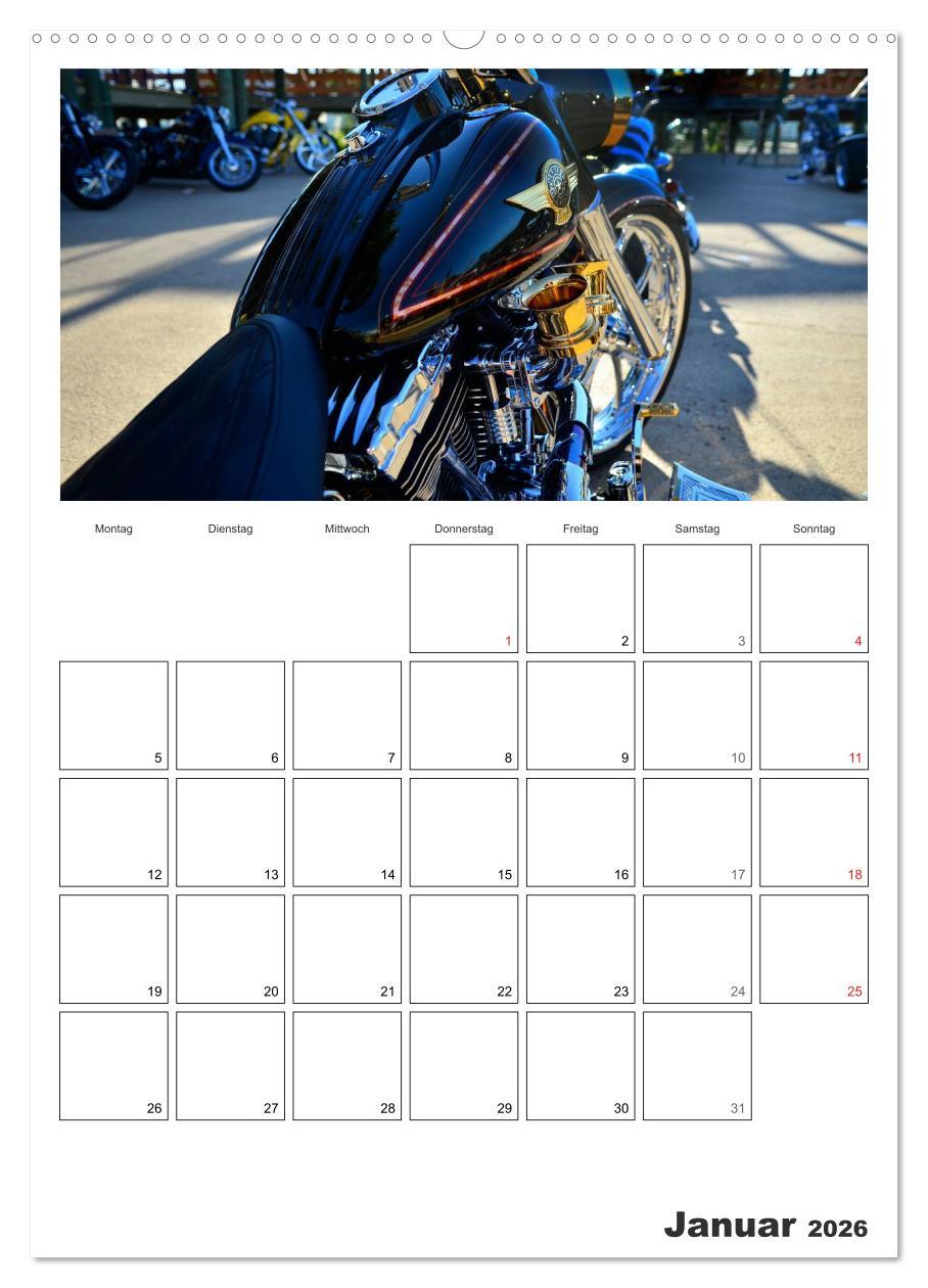 Beispielinhalt (Bild) Best of Harley-Davidson Custom-Style 2026 (hochwertiger Premium Wandkalender 2026 DIN A2 hoch), Kunstdruck in Hochglanz