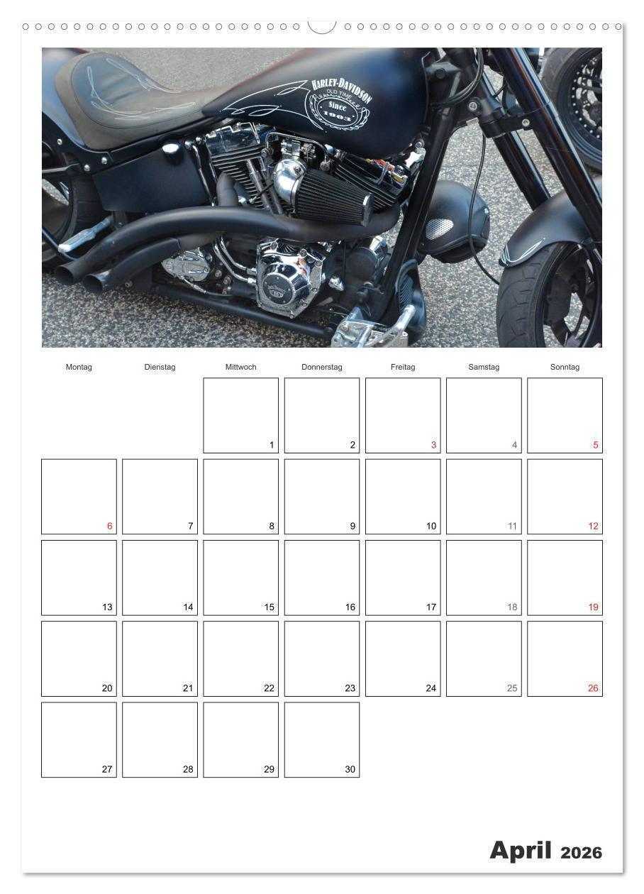 Beispielinhalt (Bild) Best of Harley-Davidson Custom-Style 2026 (Wandkalender 2026 DIN A2 hoch), CALVENDO Monatskalender