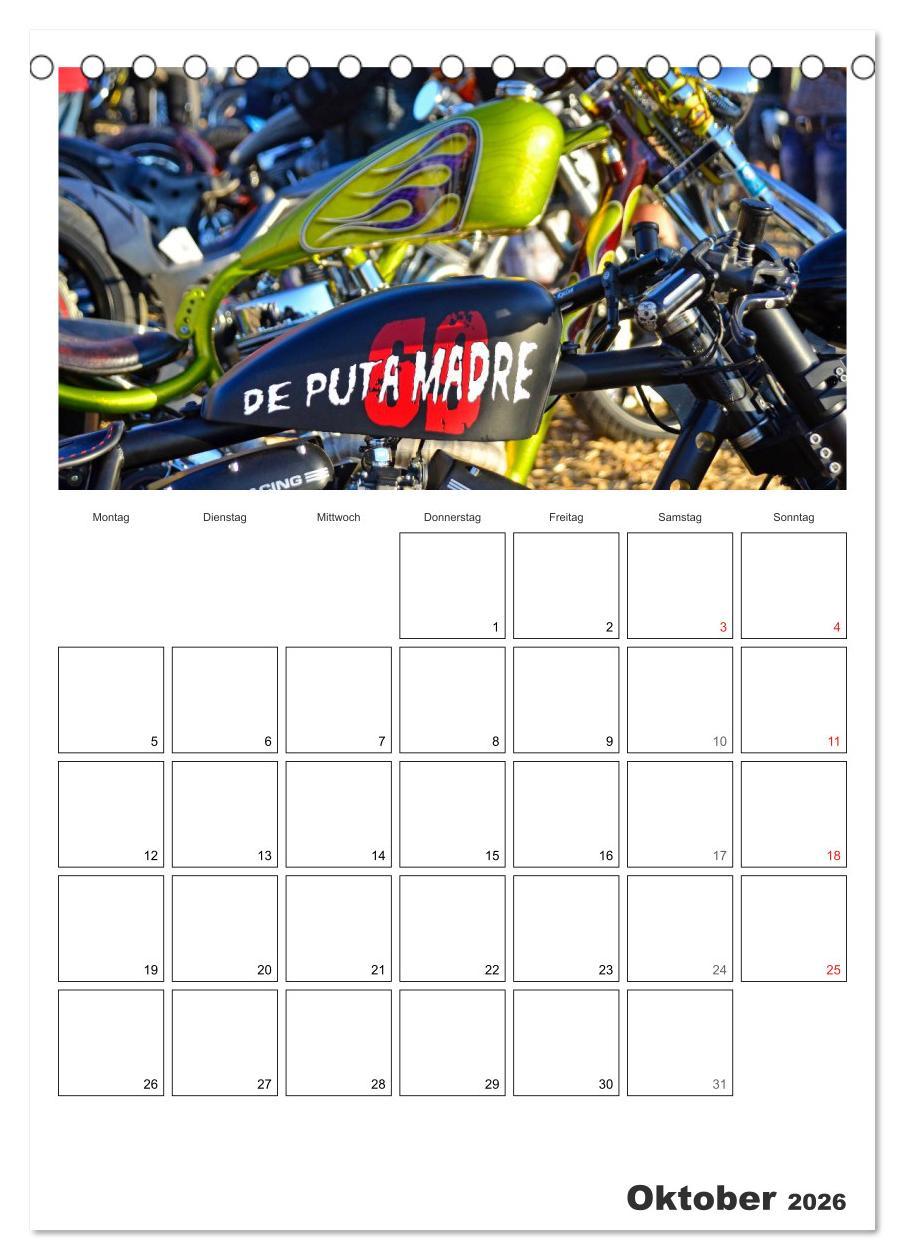 Beispielinhalt (Bild) Best of Harley-Davidson Custom-Style 2026 (Tischkalender 2026 DIN A5 hoch), CALVENDO Monatskalender