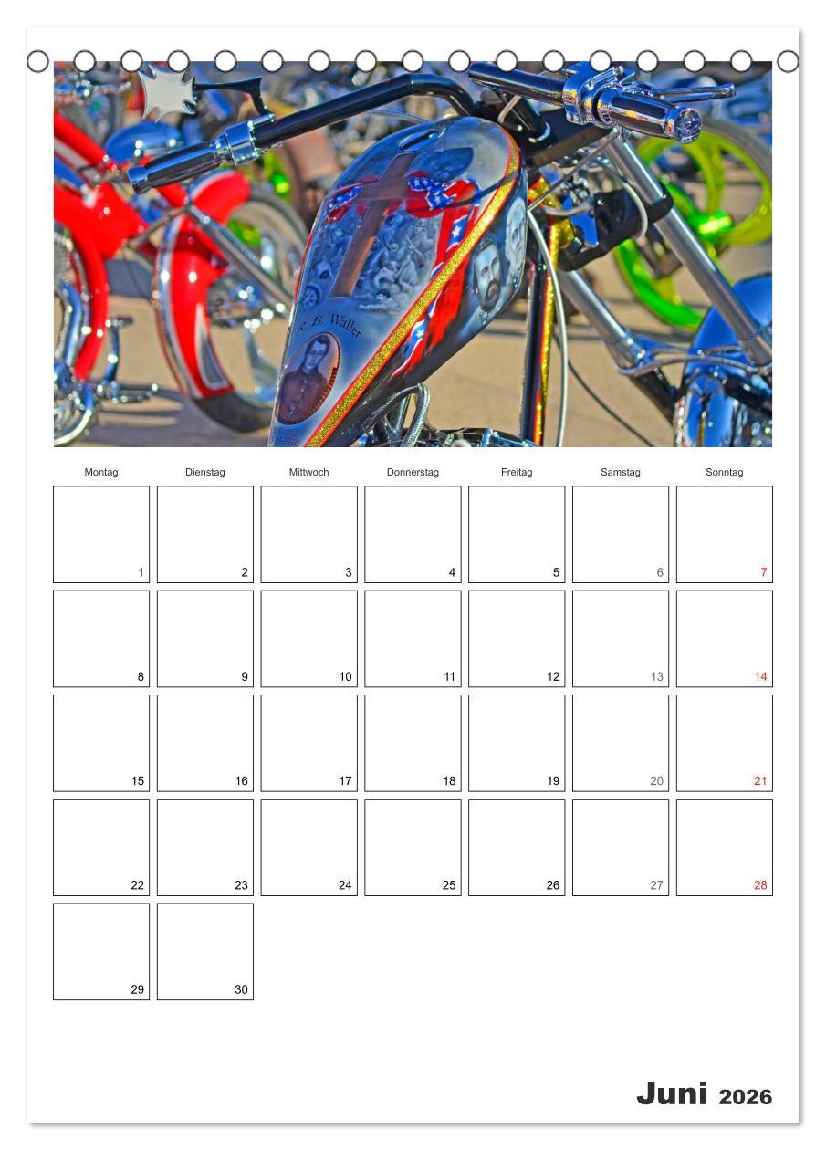 Beispielinhalt (Bild) Best of Harley-Davidson Custom-Style 2026 (Tischkalender 2026 DIN A5 hoch), CALVENDO Monatskalender