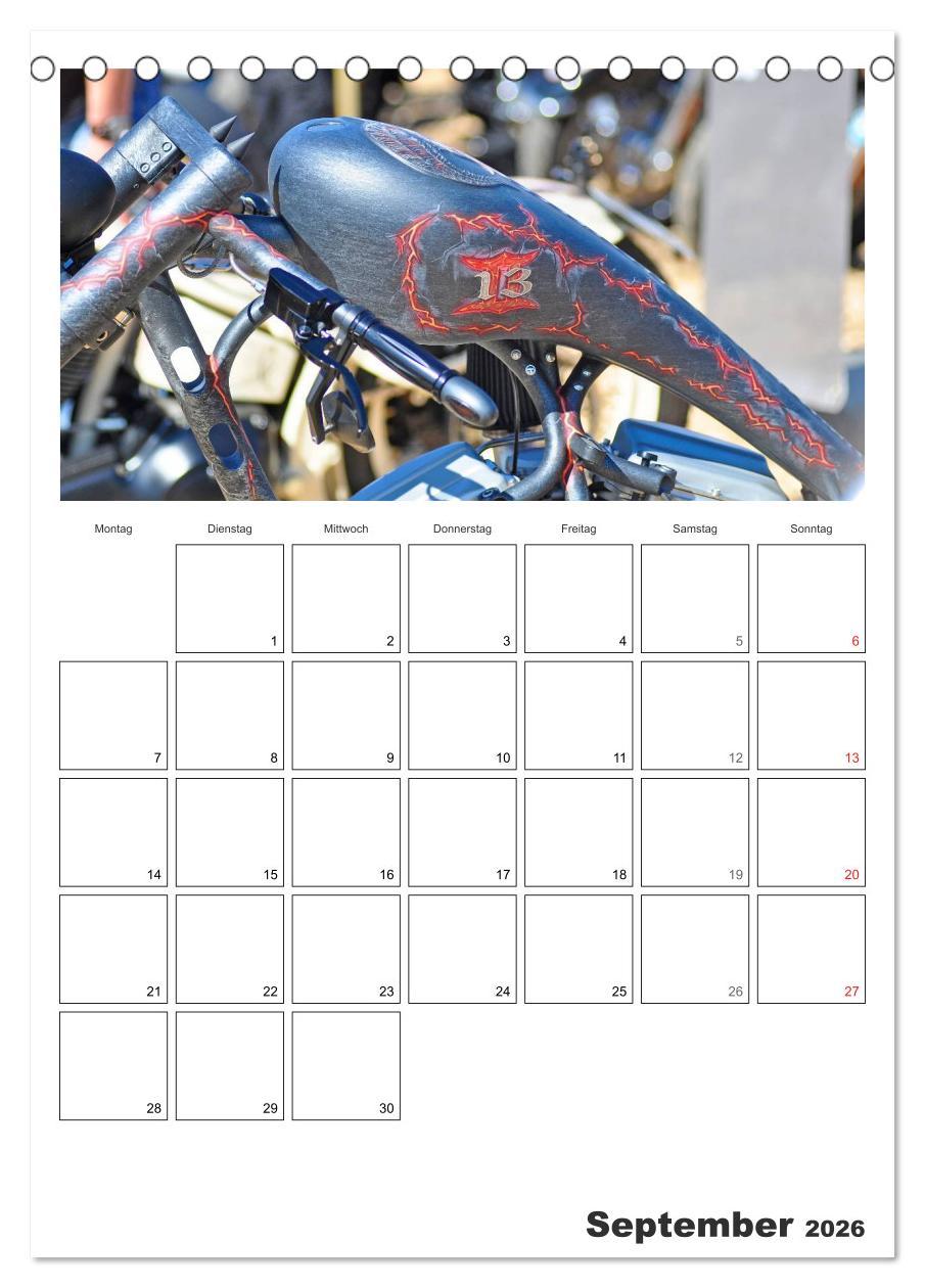 Beispielinhalt (Bild) Best of Harley-Davidson Custom-Style 2026 (Tischkalender 2026 DIN A5 hoch), CALVENDO Monatskalender