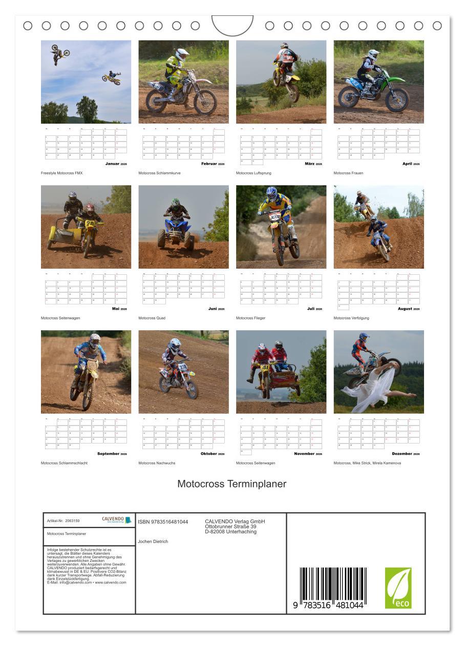 Beispielinhalt (Bild) Motocross Terminplaner (Wandkalender 2026 DIN A4 hoch), CALVENDO Monatskalender